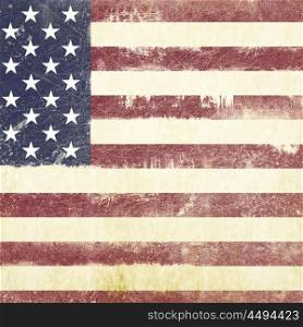 Grungy american flag, abstract patriotic background with scratches