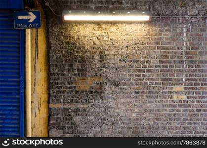 Grungy Brick Wall with Fluorescent Tungsten LIght