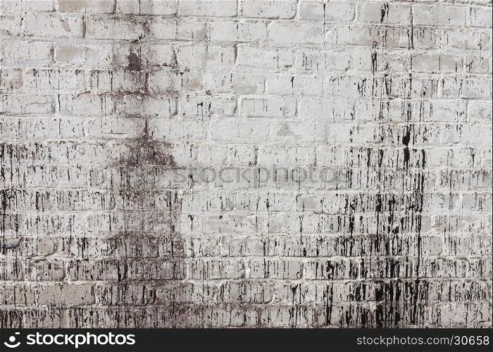 Grungy brick white dirty wall background texture