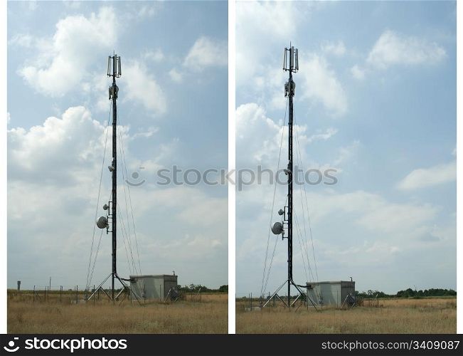 GSM antennas on blue sky background
