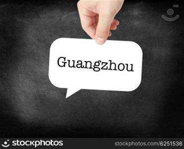 Guangzhou written on a speechbubble