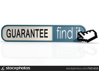 Guarantee word on the blue find it banner image with hi-res rendered artwork that could be used for any graphic design.