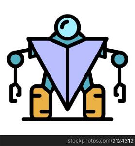 Guard robot icon. Outline guard robot vector icon color flat isolated. Guard robot icon color outline vector