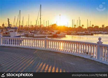 Guardamar del Segura marina Dunas boats in Alicante at sunset of Spain