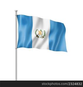 Guatemala flag, three dimensional render, isolated on white. Guatemalan flag isolated on white