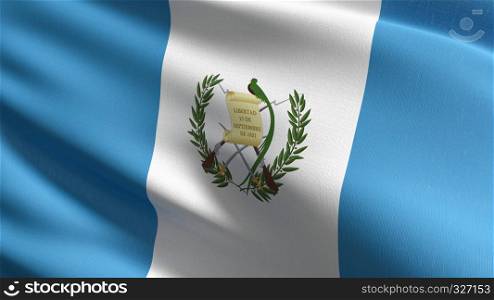 Guatemala national flag blowing in the wind isolated. Official patriotic abstract design. 3D rendering illustration of waving sign symbol.