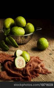 guava fruits wooden table. High resolution photo. guava fruits wooden table. High quality photo