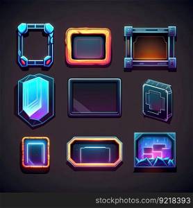 gui rectangle frame game ai generated. button element, banner user, web icon gui rectangle frame game illustration. gui rectangle frame game ai generated