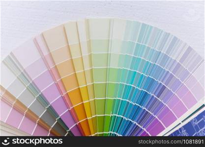guide color paper chart wheel on white background and pastel tone detail