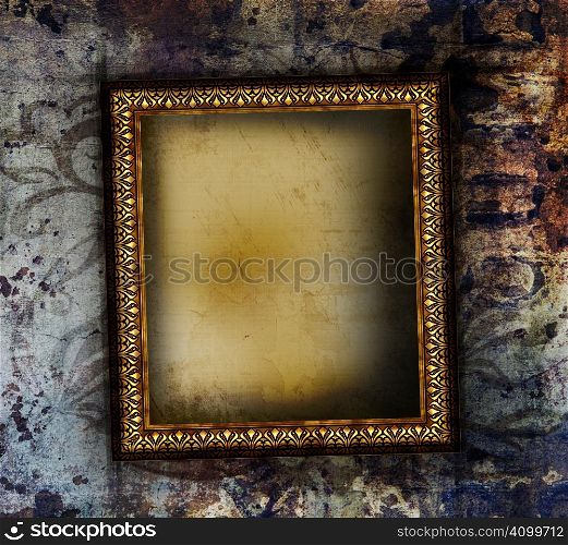Guilded frame on grunge background