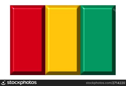 Guinea 3d flag with realistic proportions isolated in white