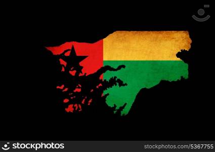 Guinea Bissau flag and map on grunge texture illustration