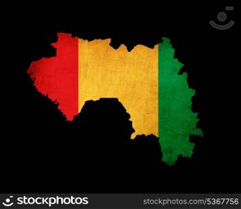 Guinea flag and map on grunge texture illustration