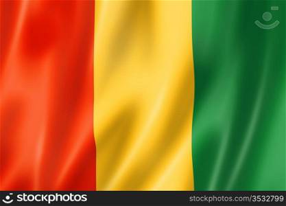 Guinea flag, three dimensional render, satin texture. Guinean flag