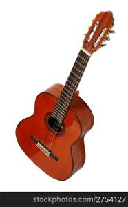 Guitar. An acoustic six-string guitar isolated by a plot a background