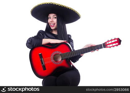 Guitar player isolated on the white