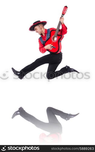 Guitar player isolated on the white