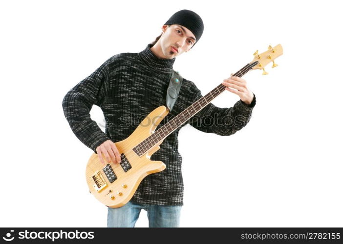 Guitar player isolated on the white background