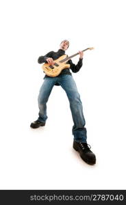 Guitar player isolated on the white background