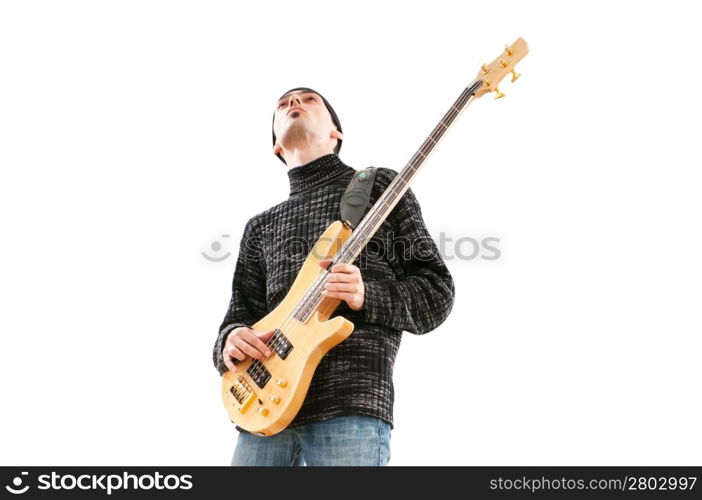 Guitar player isolated on the white background