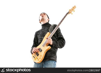 Guitar player isolated on the white background