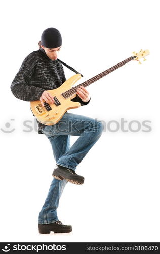 Guitar player isolated on the white background