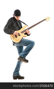 Guitar player isolated on the white background