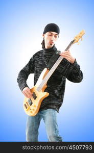 Guitar player isolated on the white background