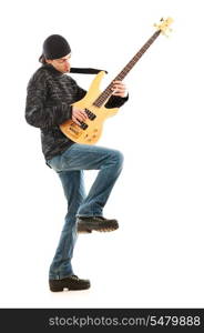 Guitar player isolated on the white background