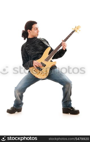 Guitar player isolated on the white background