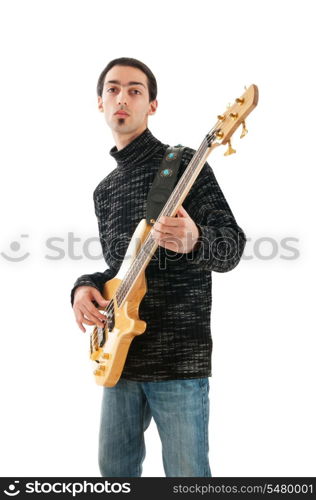 Guitar player isolated on the white background