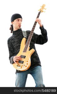 Guitar player isolated on the white background