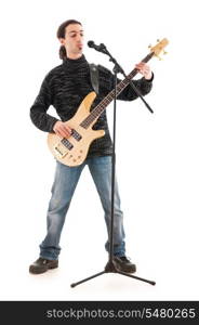 Guitar player isolated on the white background