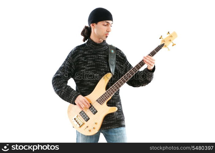 Guitar player isolated on the white background