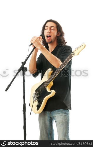 Guitar player isolated on the white background