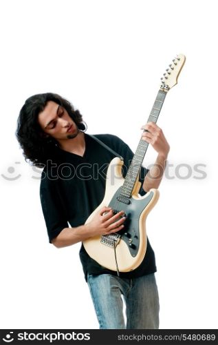 Guitar player isolated on the white background