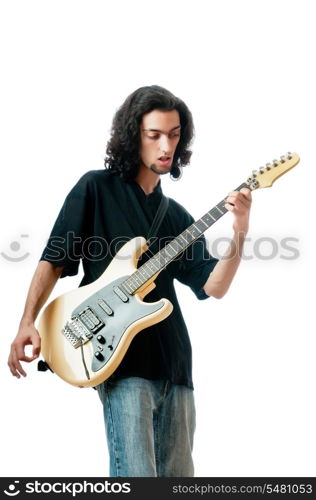 Guitar player isolated on the white background