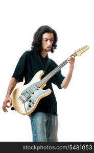 Guitar player isolated on the white background