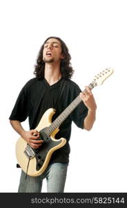 Guitar player isolated on the white background