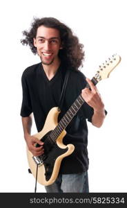 Guitar player isolated on the white background