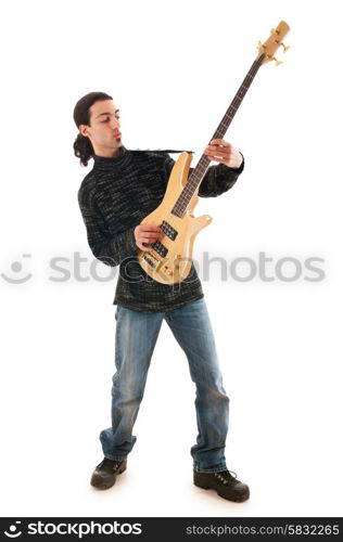 Guitar player isolated on the white background