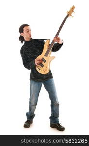 Guitar player isolated on the white background