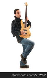 Guitar player isolated on the white background