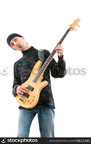 Guitar player isolated on the white background