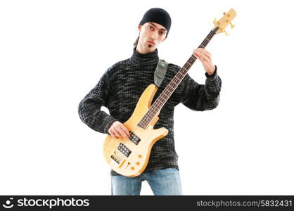 Guitar player isolated on the white background