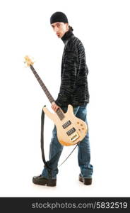 Guitar player isolated on the white background