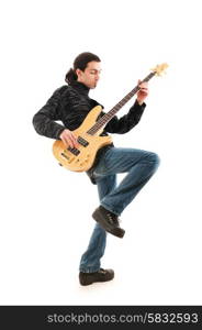 Guitar player isolated on the white background