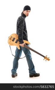 Guitar player isolated on the white background