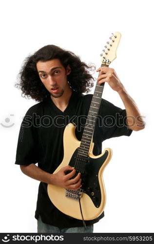 Guitar player isolated on the white background