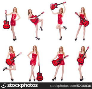 Guitar player isolated on white